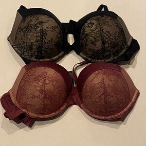 Victoria's Secret Black and Burgundy Lace Bras